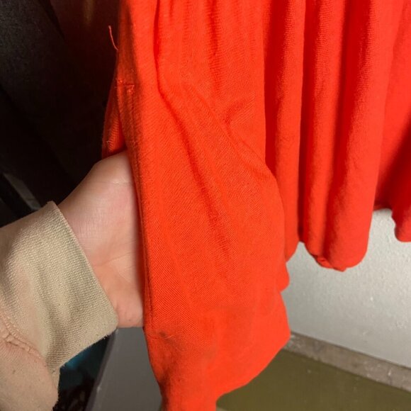 Free People Beach Size Medium Red Coral Mini Dress Swim Cover Up Hemp Cotton - Picture 4 of 7